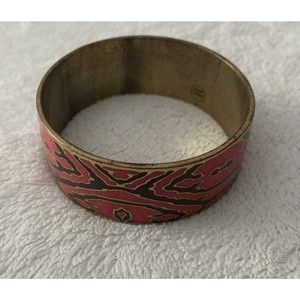 Lucky Brand Cuff Bracelet Maze Enamel Cloisonne Red Brass Metal Morocco